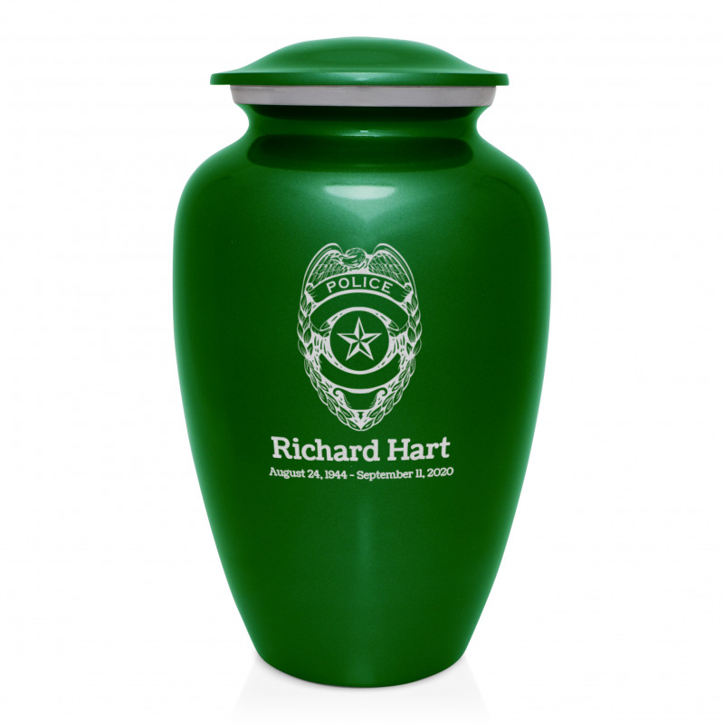 Police Cremation Urn - Shamrock Green