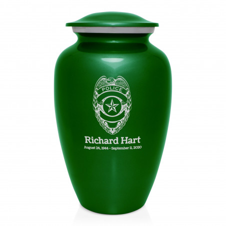 Police Cremation Urn - Shamrock Green