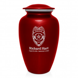 Police Cremation Urn - Ruby Red