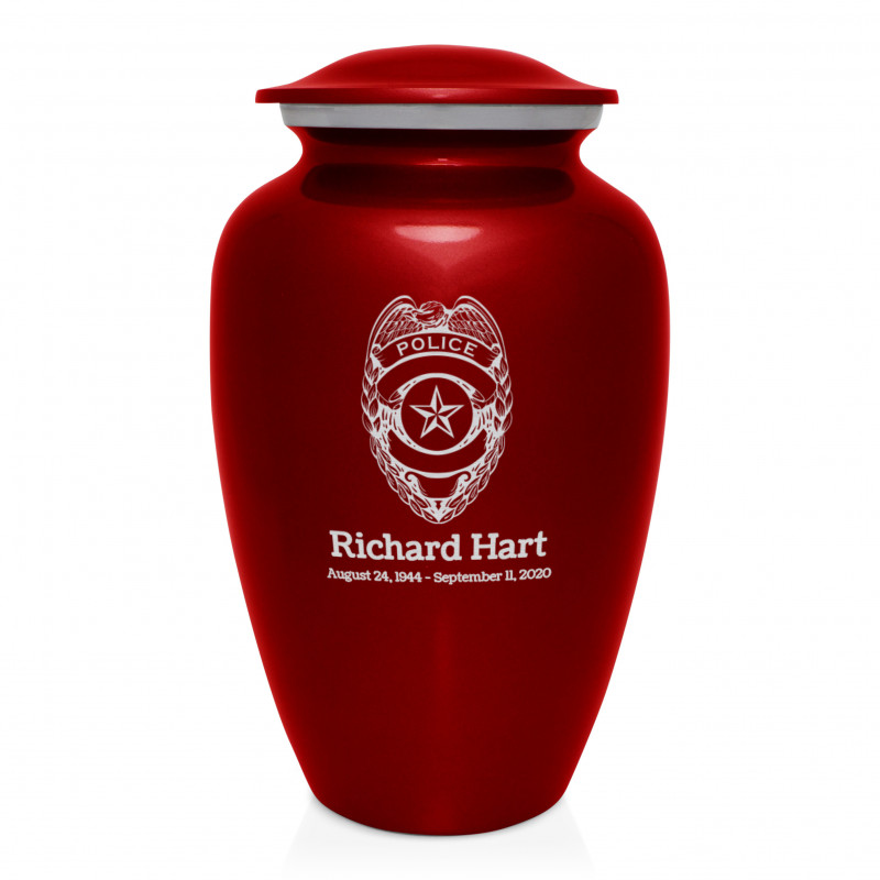 Police Cremation Urn - Ruby Red