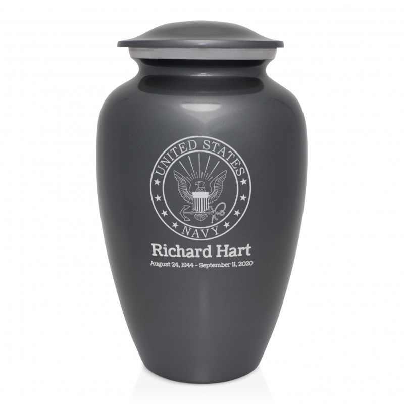Navy Cremation Urn - Gunmetal Gray