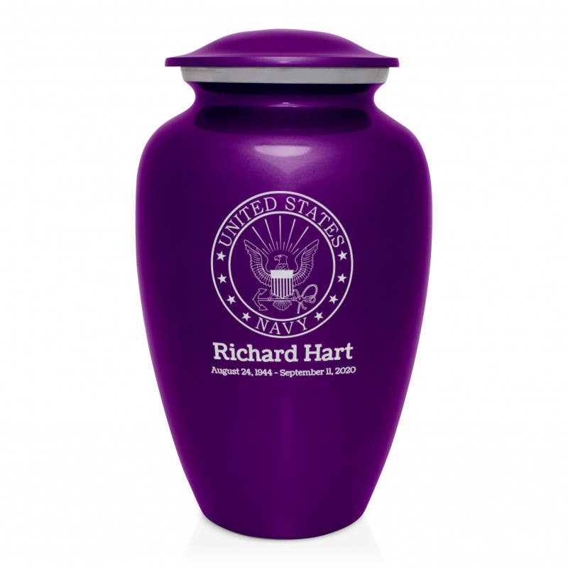 Navy Cremation Urn - Purple Luster