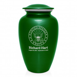 Navy Cremation Urn - Shamrock Green