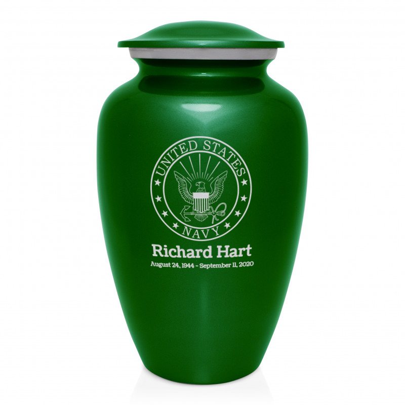 Navy Cremation Urn - Shamrock Green