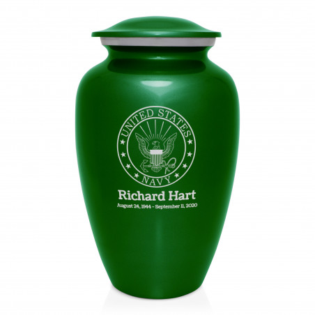 Navy Cremation Urn - Shamrock Green