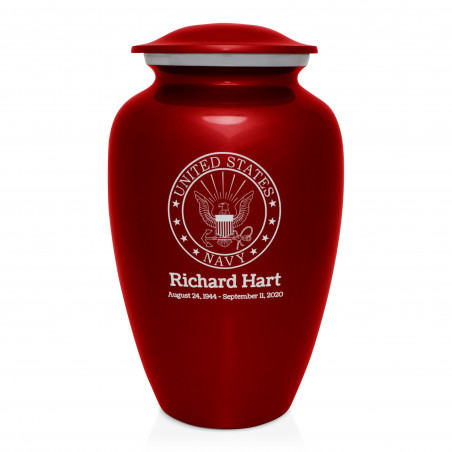 Navy Cremation Urn - Ruby Red