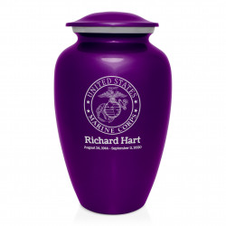 Marine Corps Cremation Urn - Purple Luster