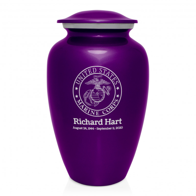 Marine Corps Cremation Urn - Purple Luster