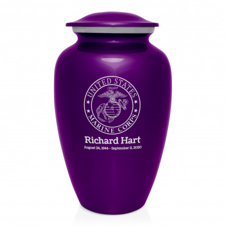 Marine Corps Cremation Urn - Purple Luster