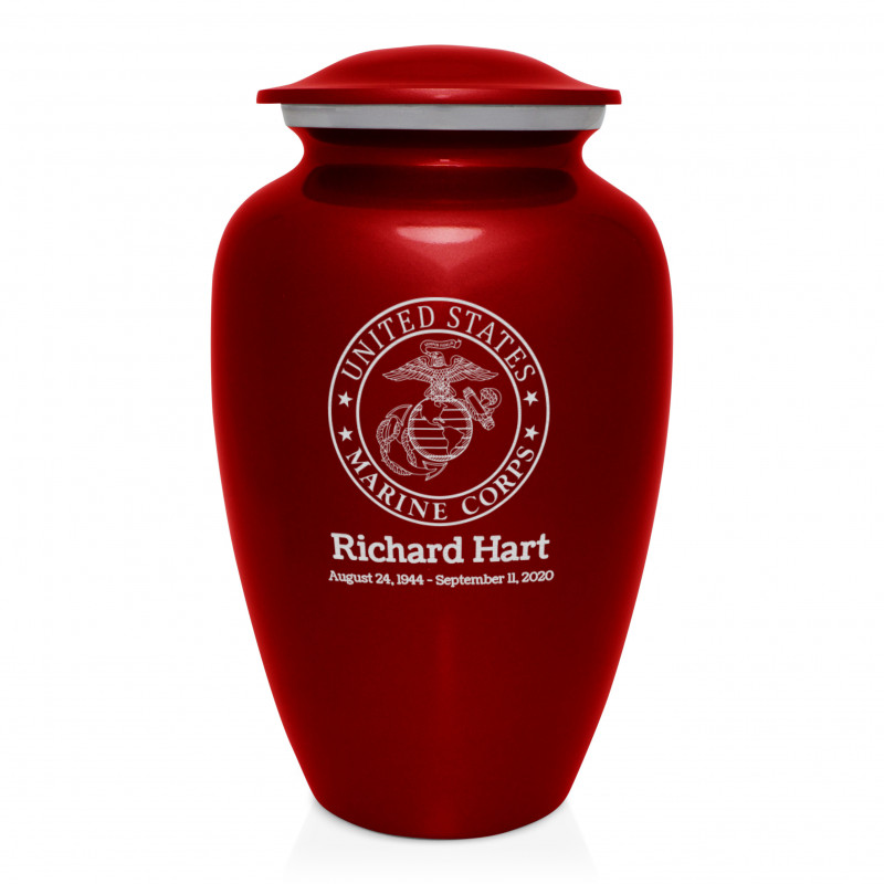 Marine Corps Cremation Urn - Ruby Red