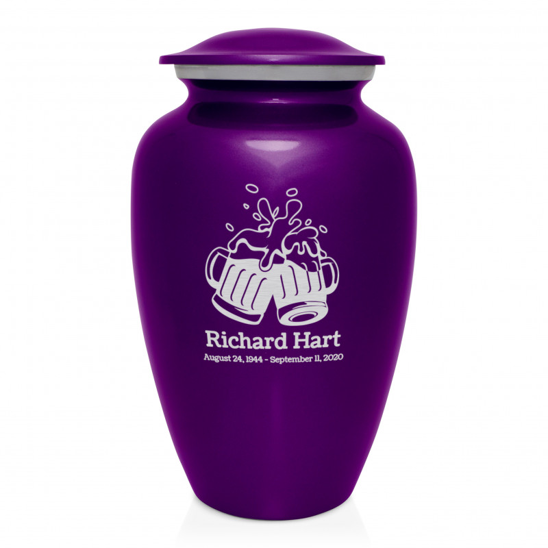 Beer Cremation Urn - Purple Luster