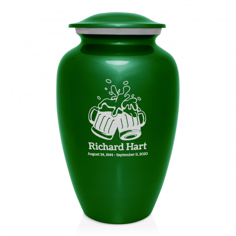 Beer Cremation Urn - Shamrock Green