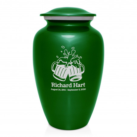 Beer Cremation Urn - Shamrock Green