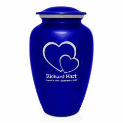 Loving Hearts Cremation Urn - Midnight Blue