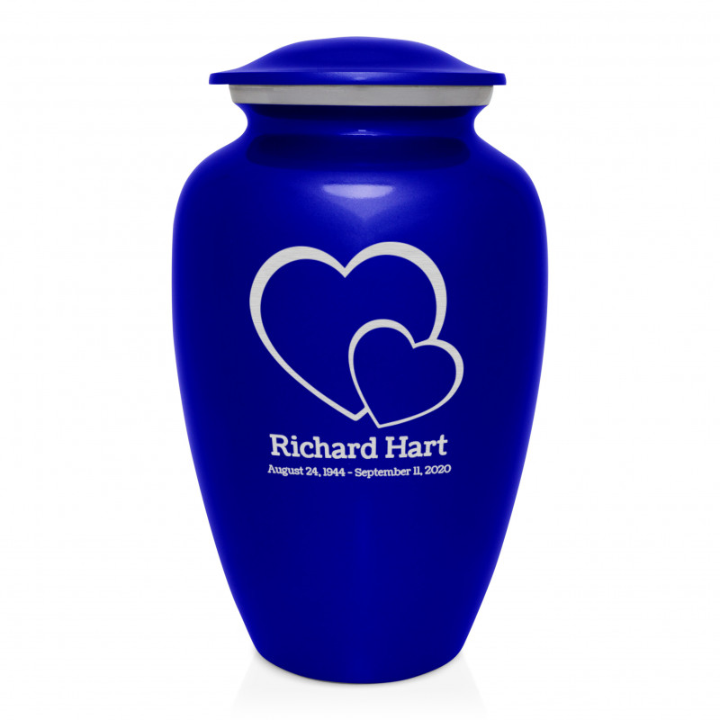 Loving Hearts Cremation Urn - Midnight Blue