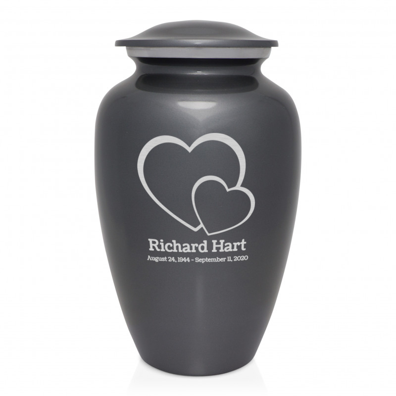 Loving Hearts Cremation Urn - Gunmetal Gray