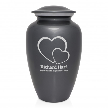 Loving Hearts Cremation Urn - Gunmetal Gray