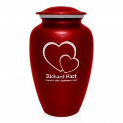 Loving Hearts Cremation Urn - Ruby Red