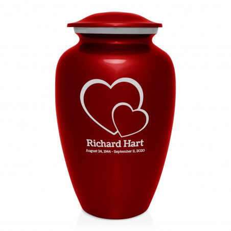 Loving Hearts Cremation Urn - Ruby Red