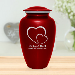 Loving Hearts Cremation Urn - Ruby Red