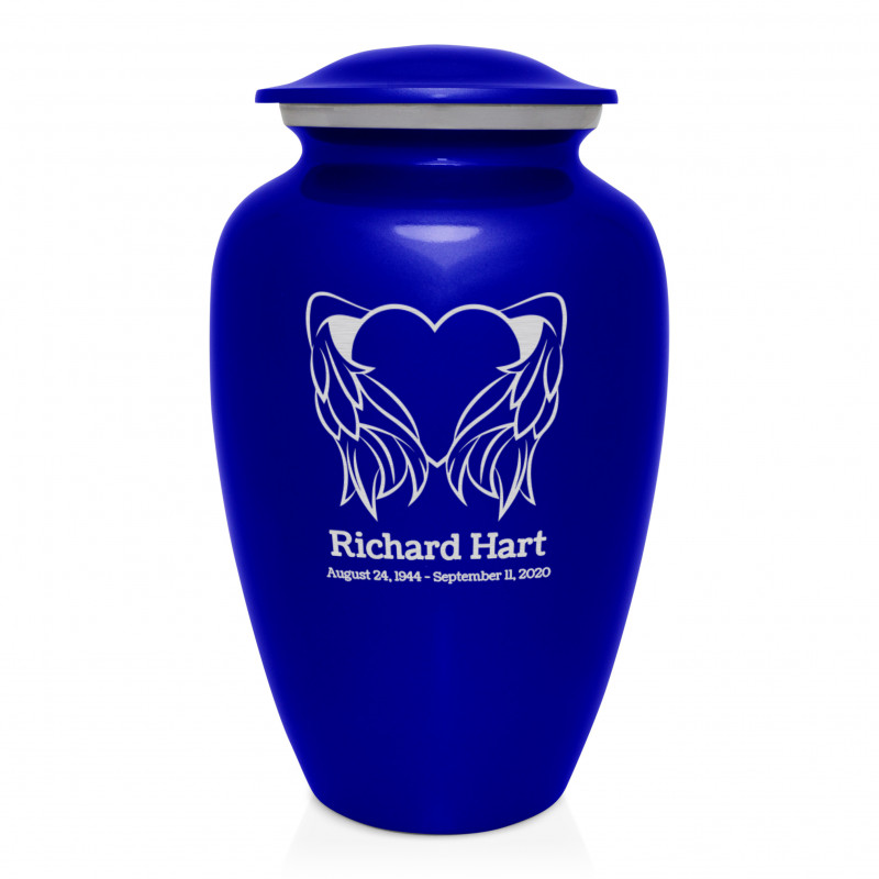 Angel Heart Cremation Urn - Midnight Blue