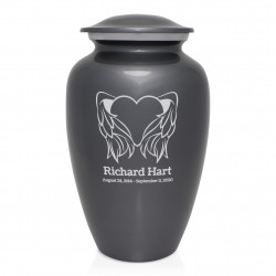 Angel Heart Cremation Urn - Gunmetal Gray