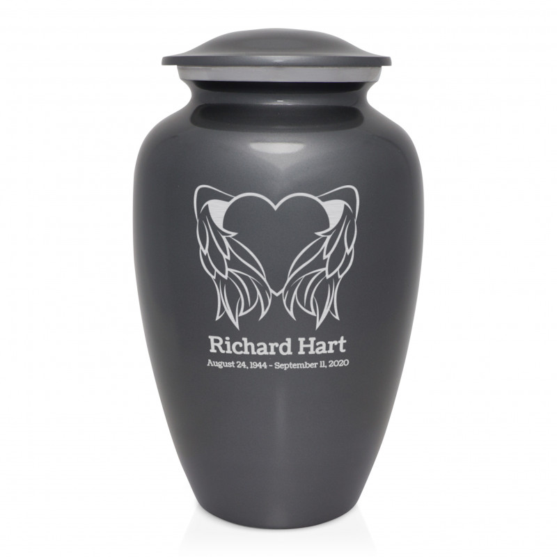 Angel Heart Cremation Urn - Gunmetal Gray