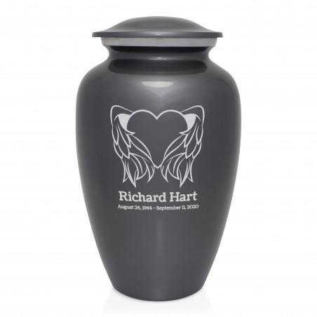 Angel Heart Cremation Urn - Gunmetal Gray