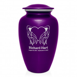 Angel Heart Cremation Urn - Purple Luster