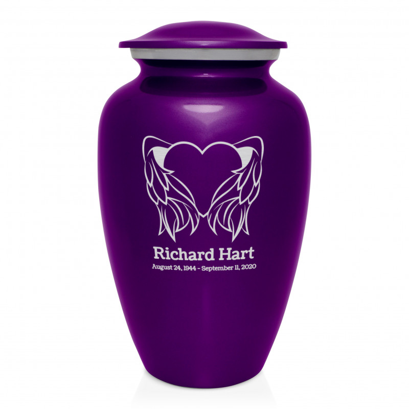 Angel Heart Cremation Urn - Purple Luster