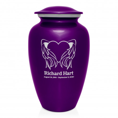 Angel Heart Cremation Urn - Purple Luster