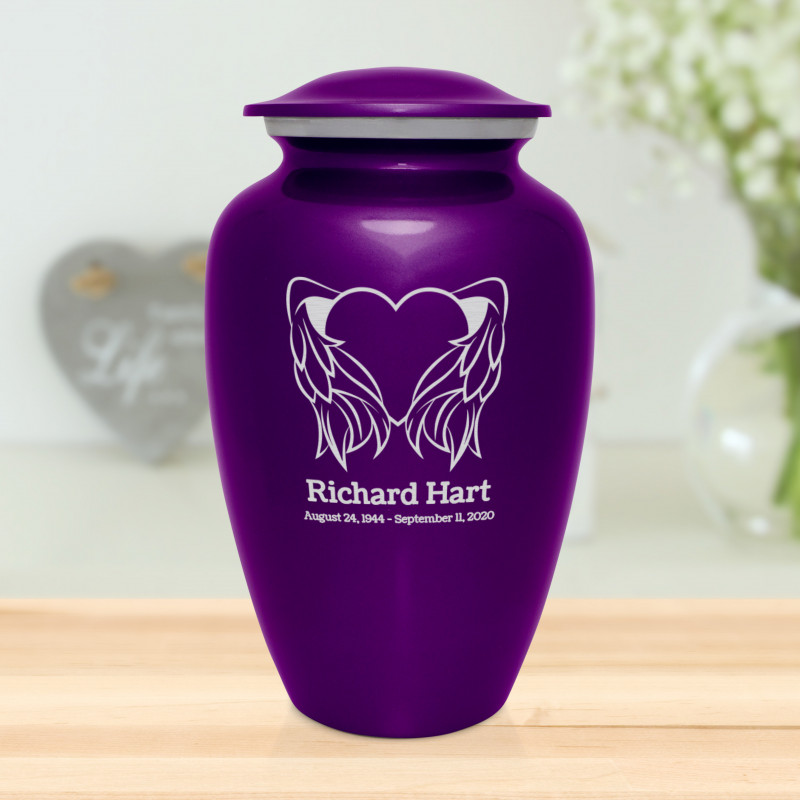Angel Heart Cremation Urn - Purple Luster