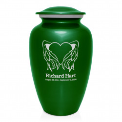 Angel Heart Cremation Urn - Shamrock Green