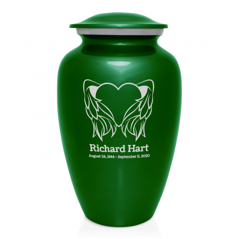 Angel Heart Cremation Urn - Shamrock Green