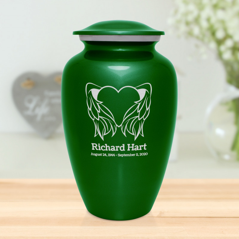 Angel Heart Cremation Urn - Shamrock Green