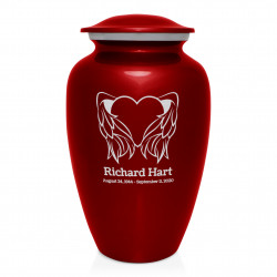 Angel Heart Cremation Urn - Ruby Red