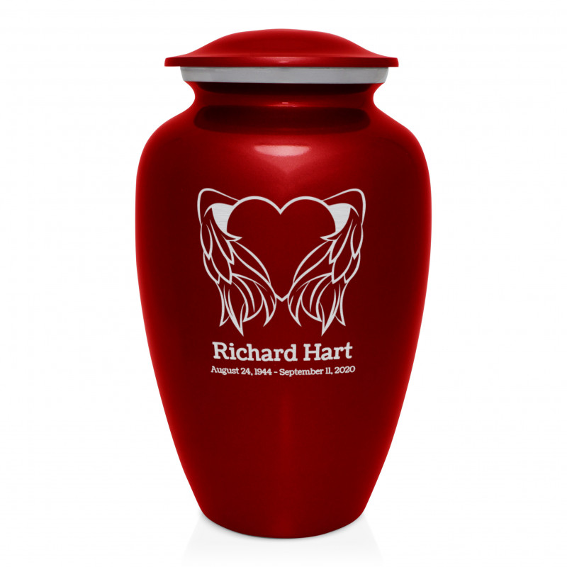 Angel Heart Cremation Urn - Ruby Red