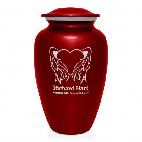 Angel Heart Cremation Urn - Ruby Red
