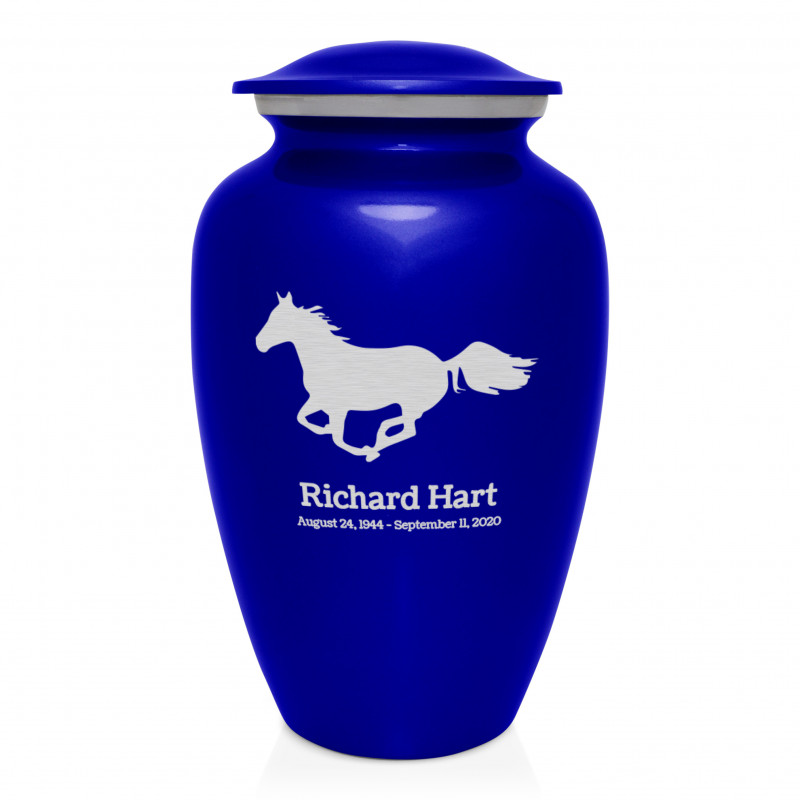 Horse Cremation Urn - Midnight Blue