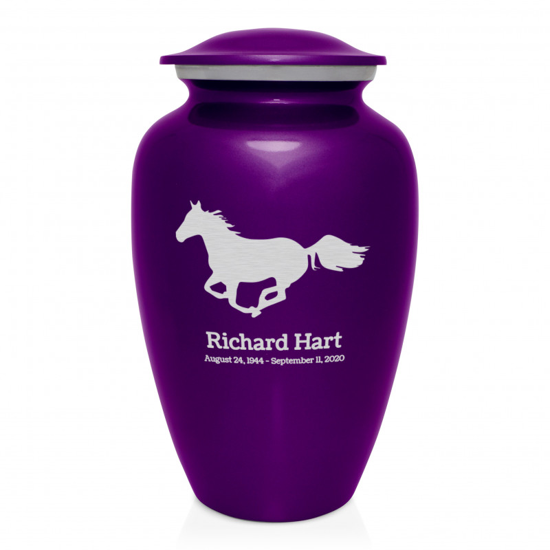 Horse Cremation Urn - Purple Luster