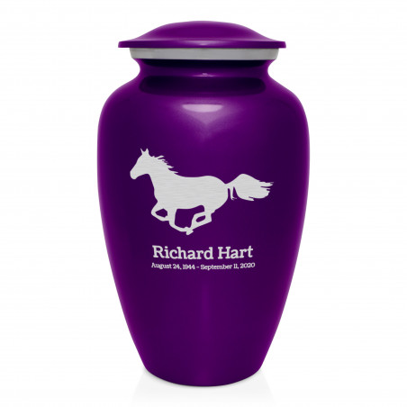 Horse Cremation Urn - Purple Luster