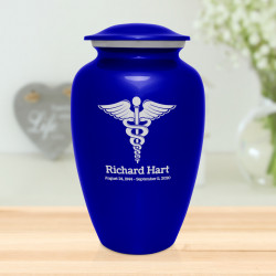 Caduceus Cremation Urn - Midnight Blue