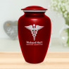 Caduceus Cremation Urn - Ruby Red