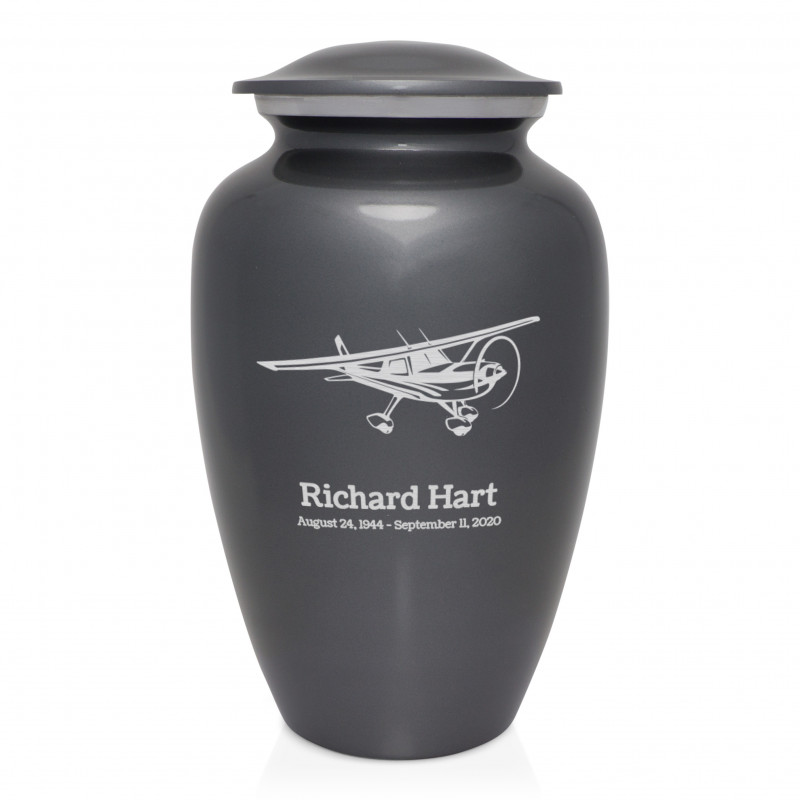Airplane Cremation Urn - Gunmetal Gray