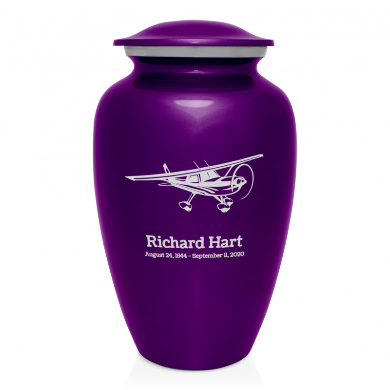 Airplane Cremation Urn - Purple Luster