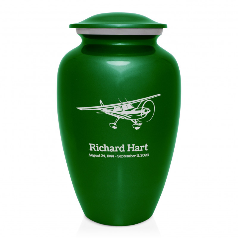 Airplane Cremation Urn - Shamrock Green
