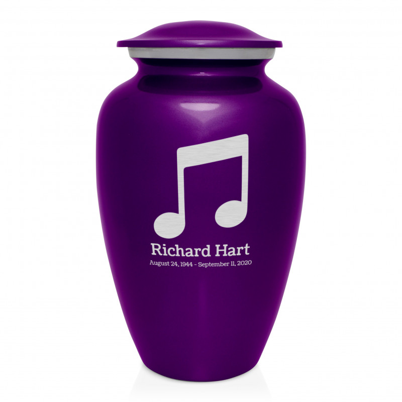 Music Note Cremation Urn - Purple Luster