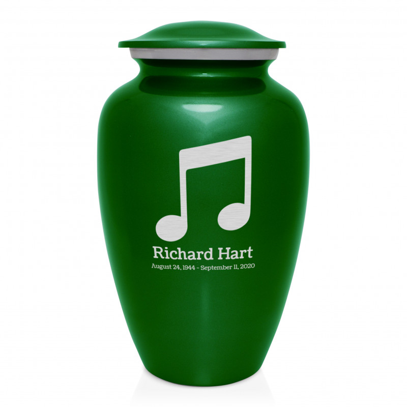 Music Note Cremation Urn - Shamrock Green