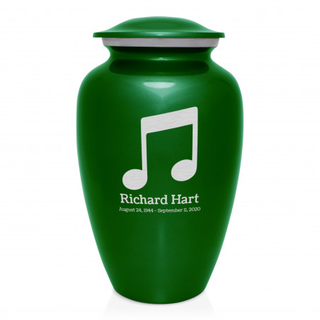 Music Note Cremation Urn - Shamrock Green