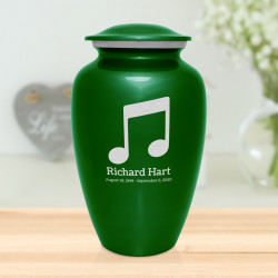 Music Note Cremation Urn - Shamrock Green